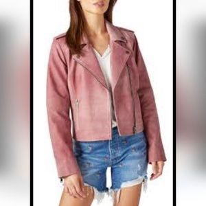 Lucky Brand Leather Dusty Pink Moto Jacket